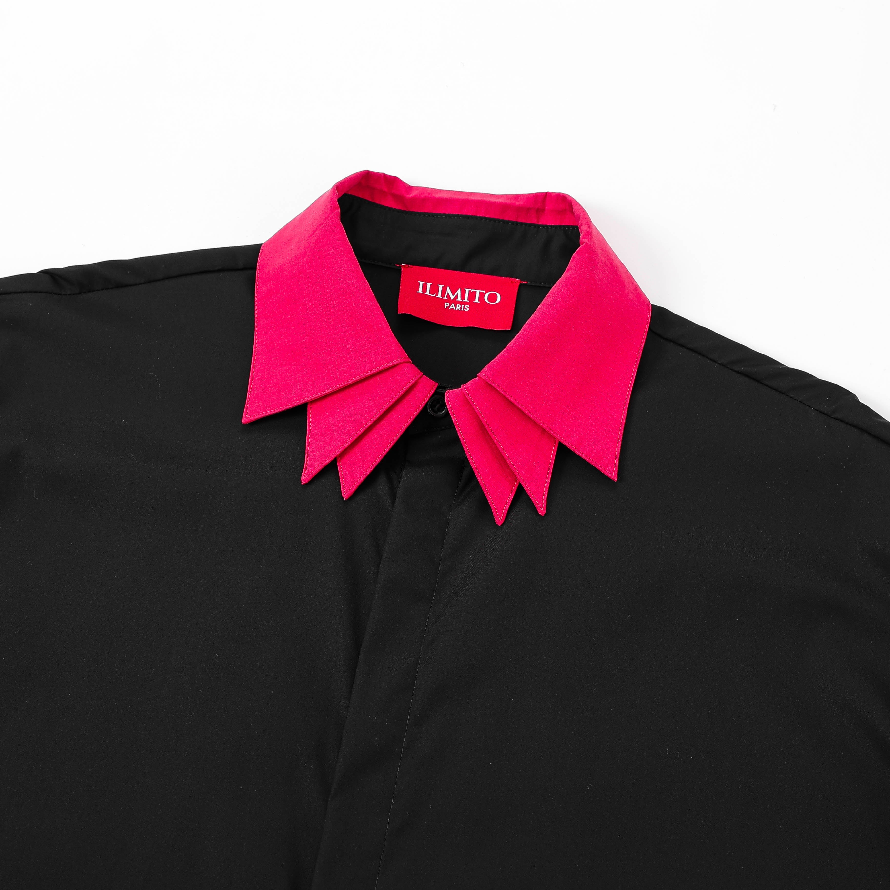 Two-Tone Collar Shirt – Black &amp; Pink ILIMITO