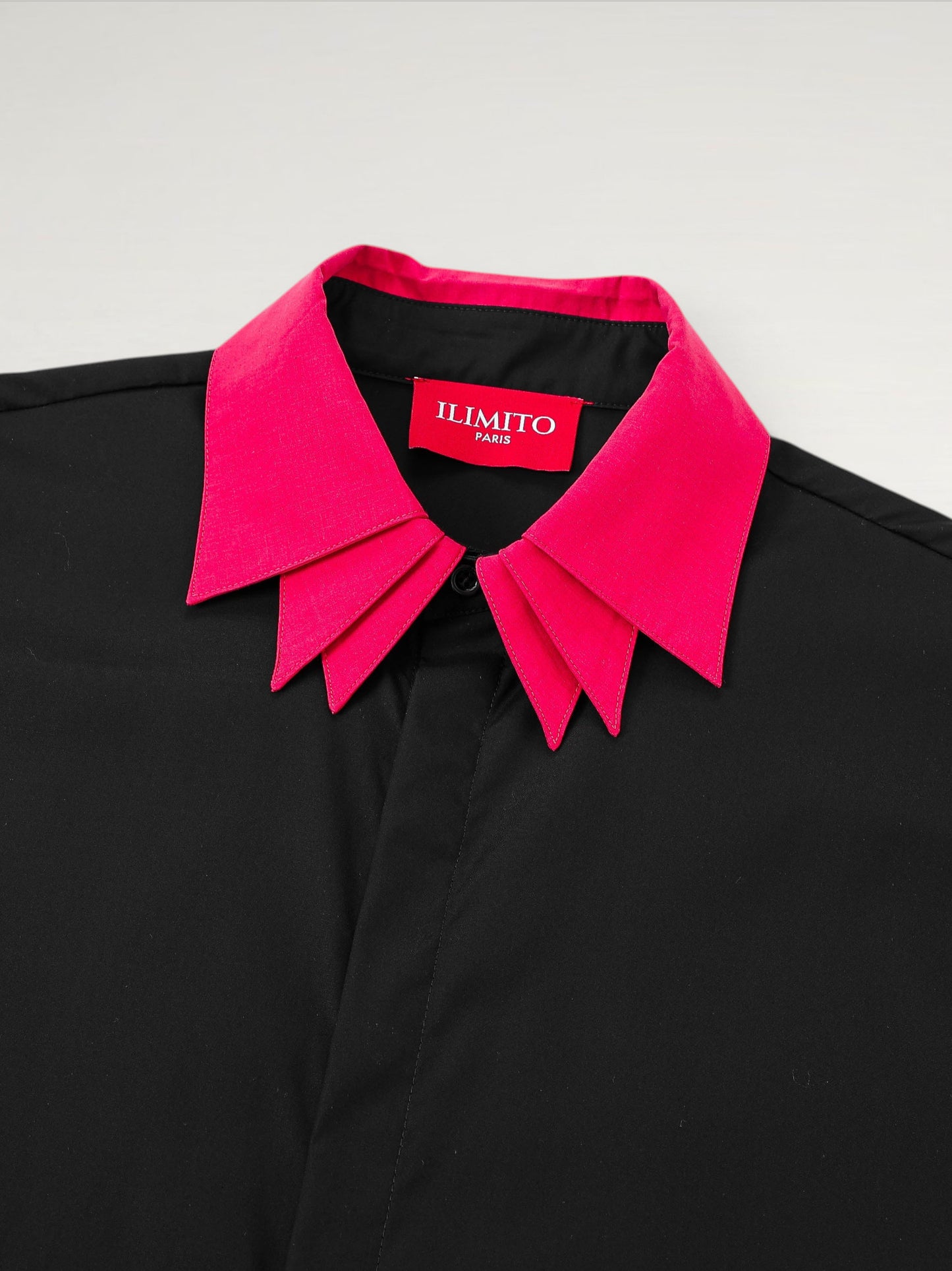 Two-Tone Collar Shirt – Black &amp; Pink ILIMITO