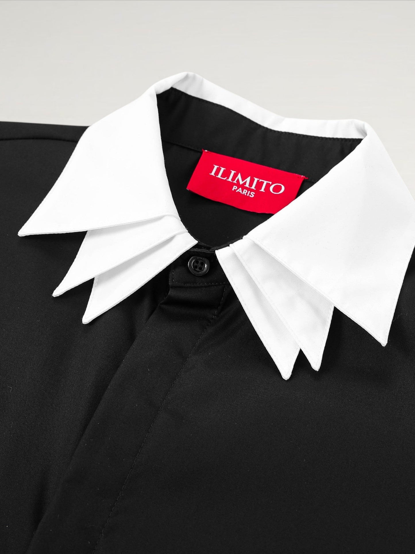 Two-Tone Collar Shirt – Black & White ILIMITO