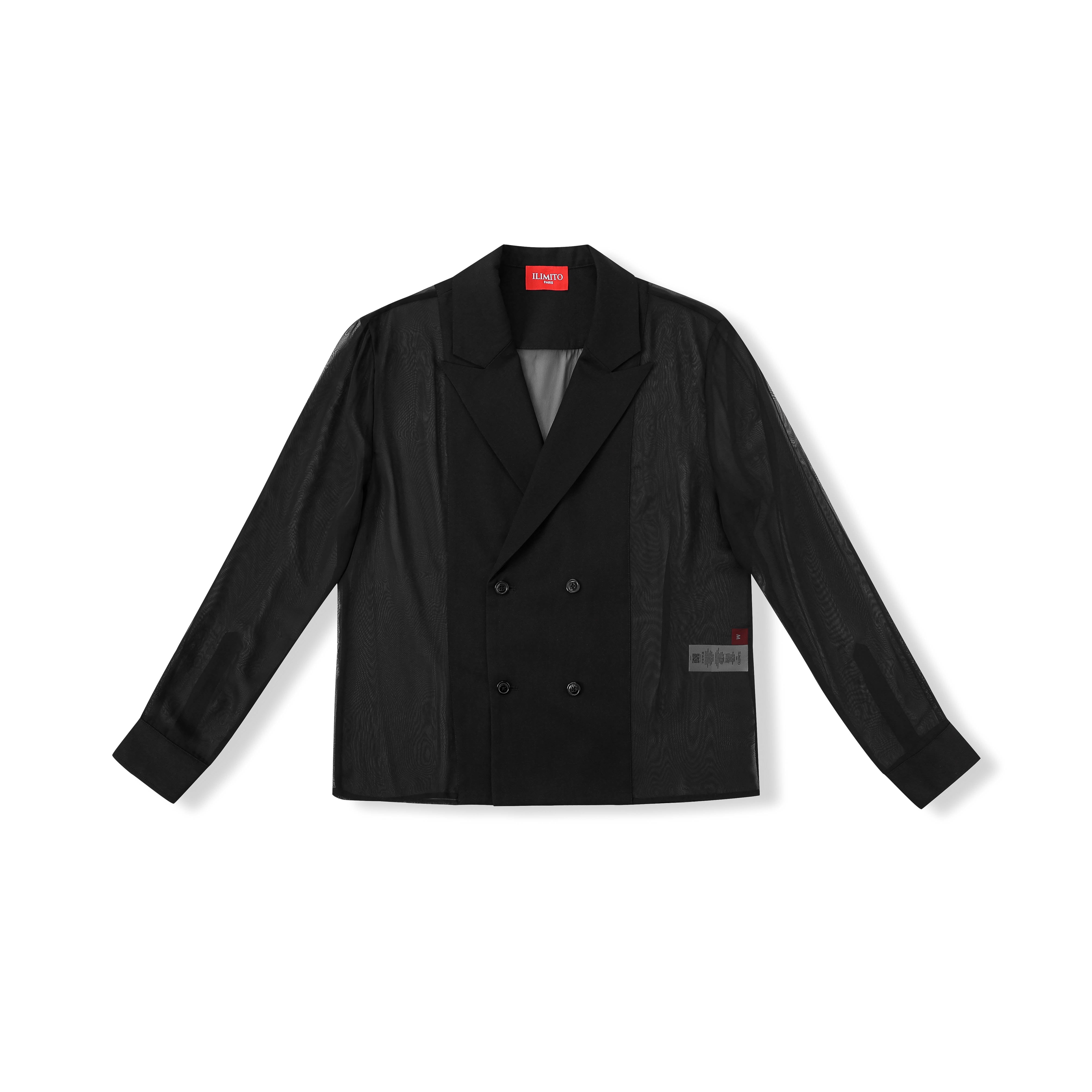 Sheer Back &amp; Sleeve Blazer – Black Hybrid Tailoring ILIMITO
