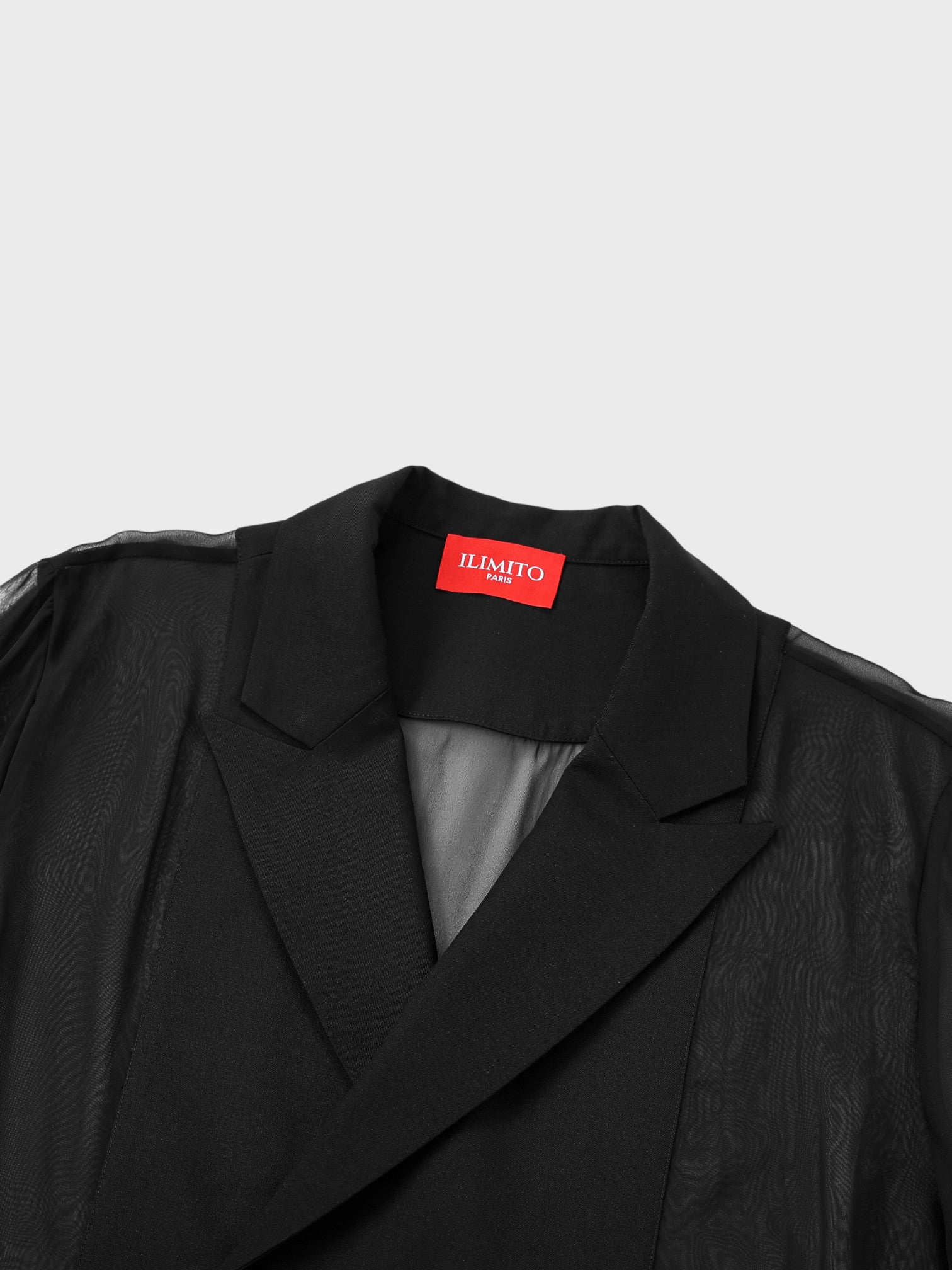 Sheer Back & Sleeve Blazer – Black Hybrid Tailoring Ma boutique