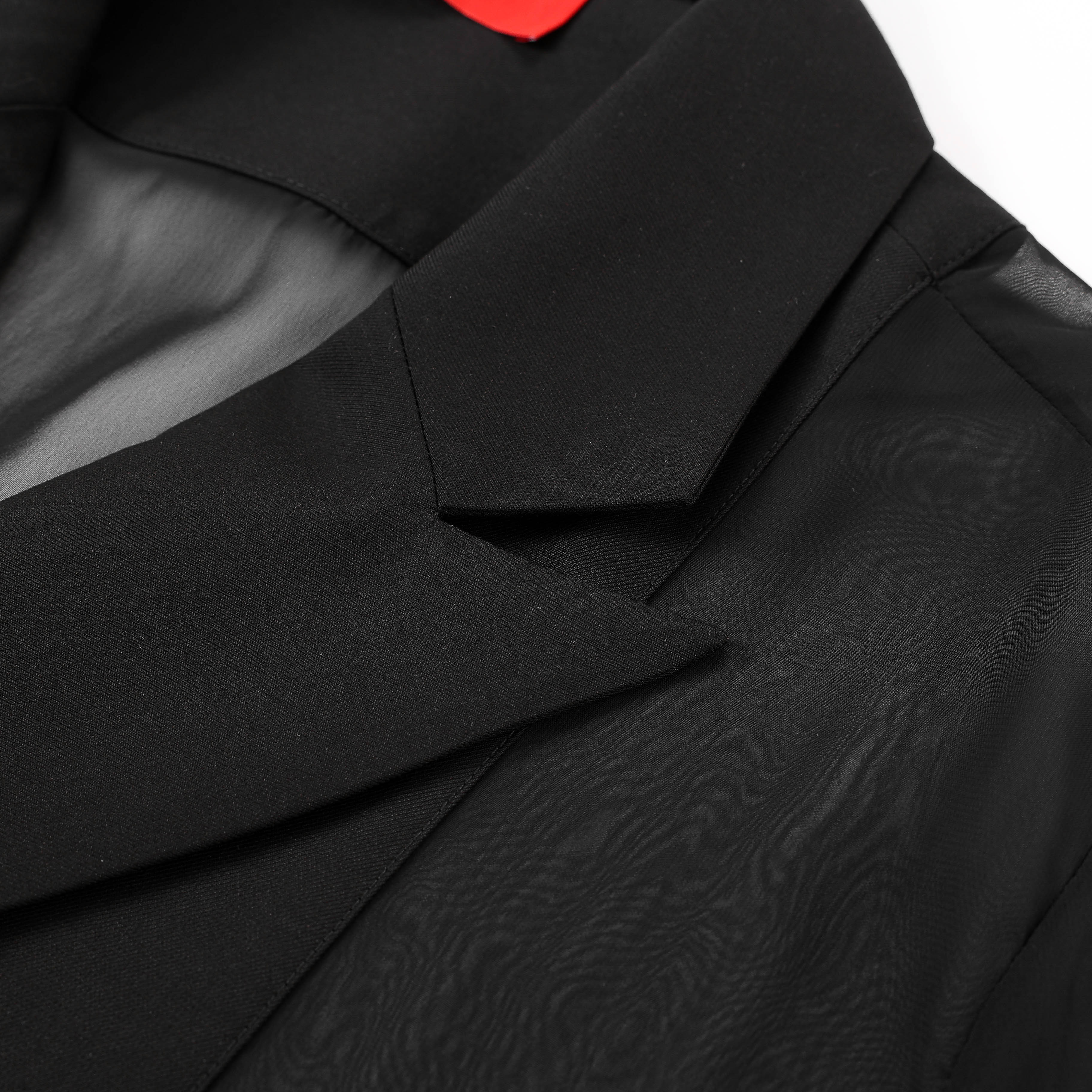 Sheer Back &amp; Sleeve Blazer – Black Hybrid Tailoring ILIMITO