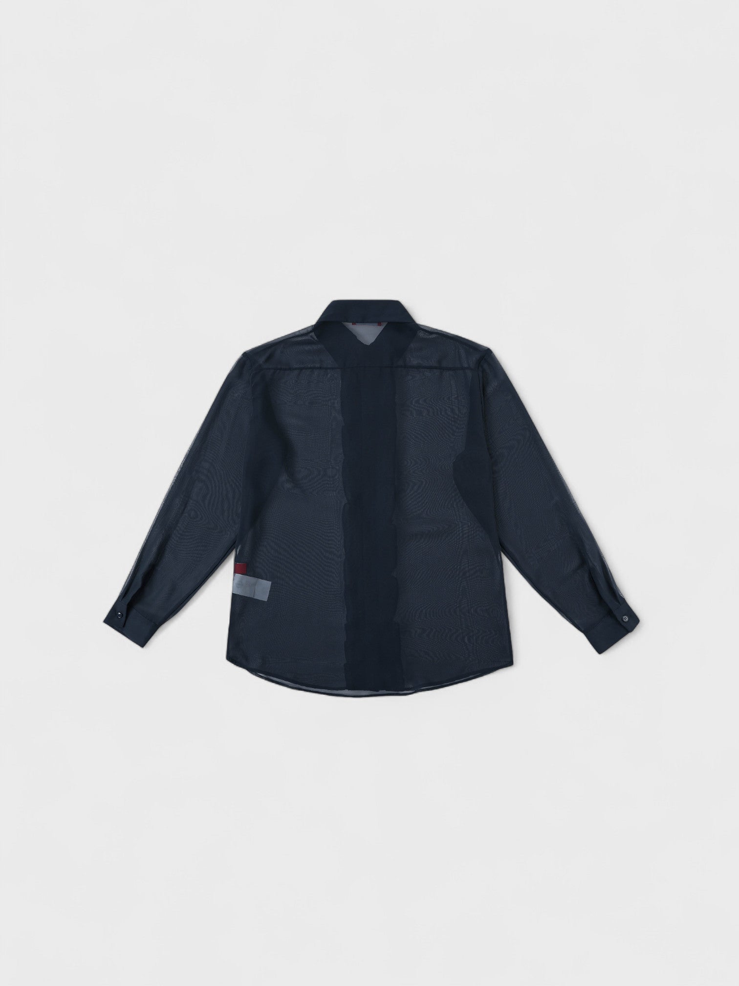 Sheer Ruffle Shirt - Navy Blue Ma boutique