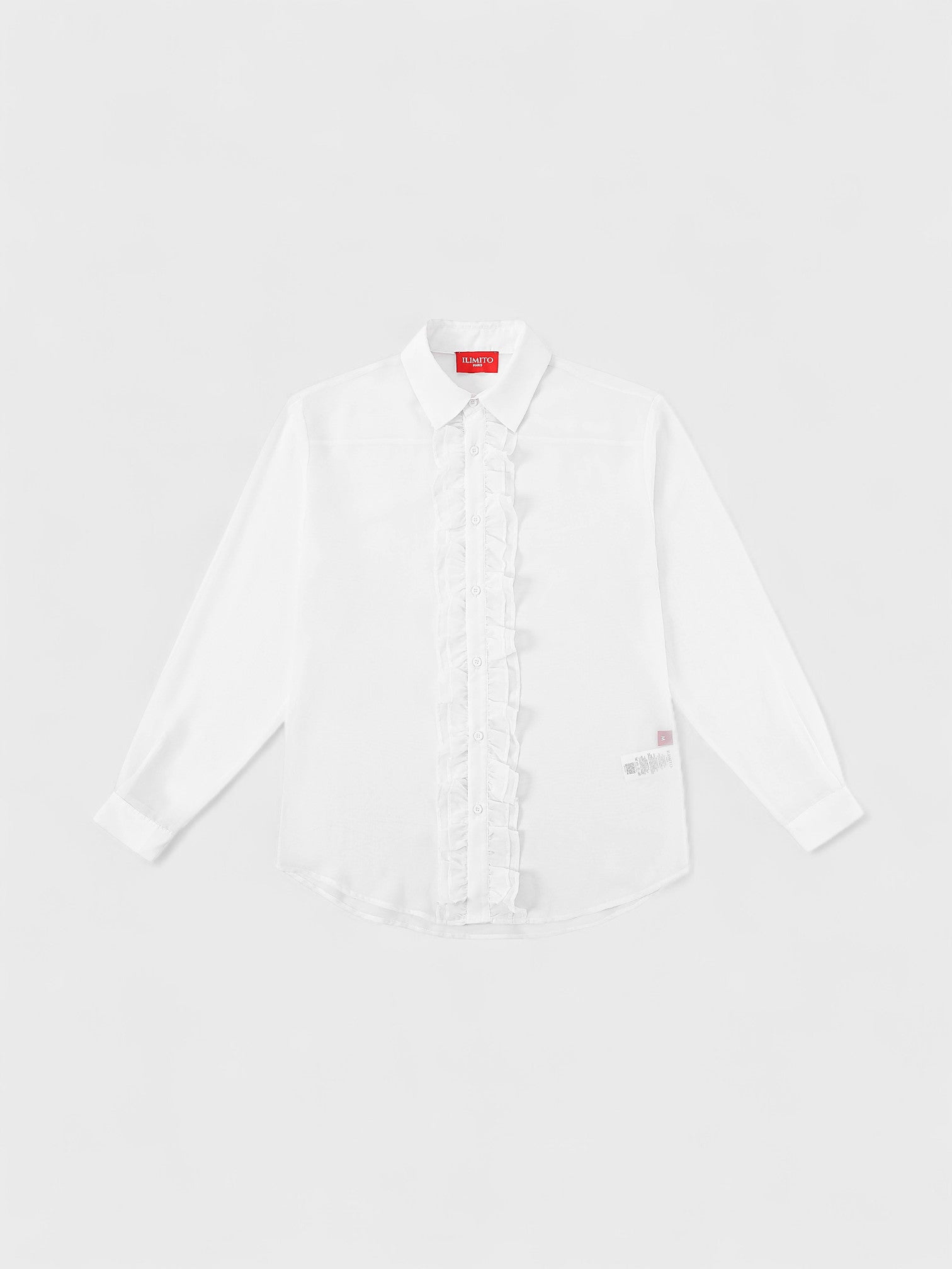 Sheer Ruffle Shirt - White Ma boutique