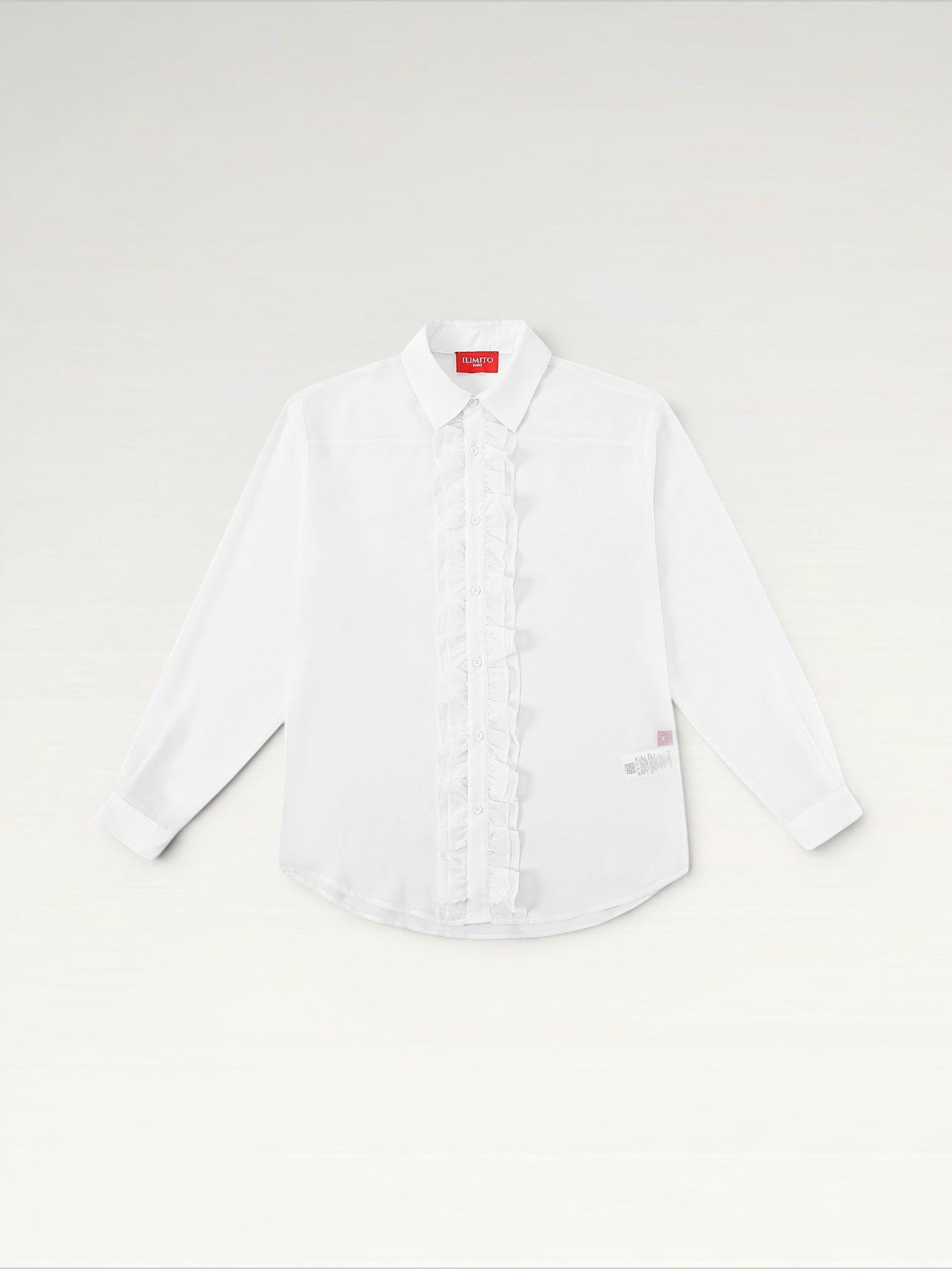 Sheer Ruffle Shirt - White Ma boutique
