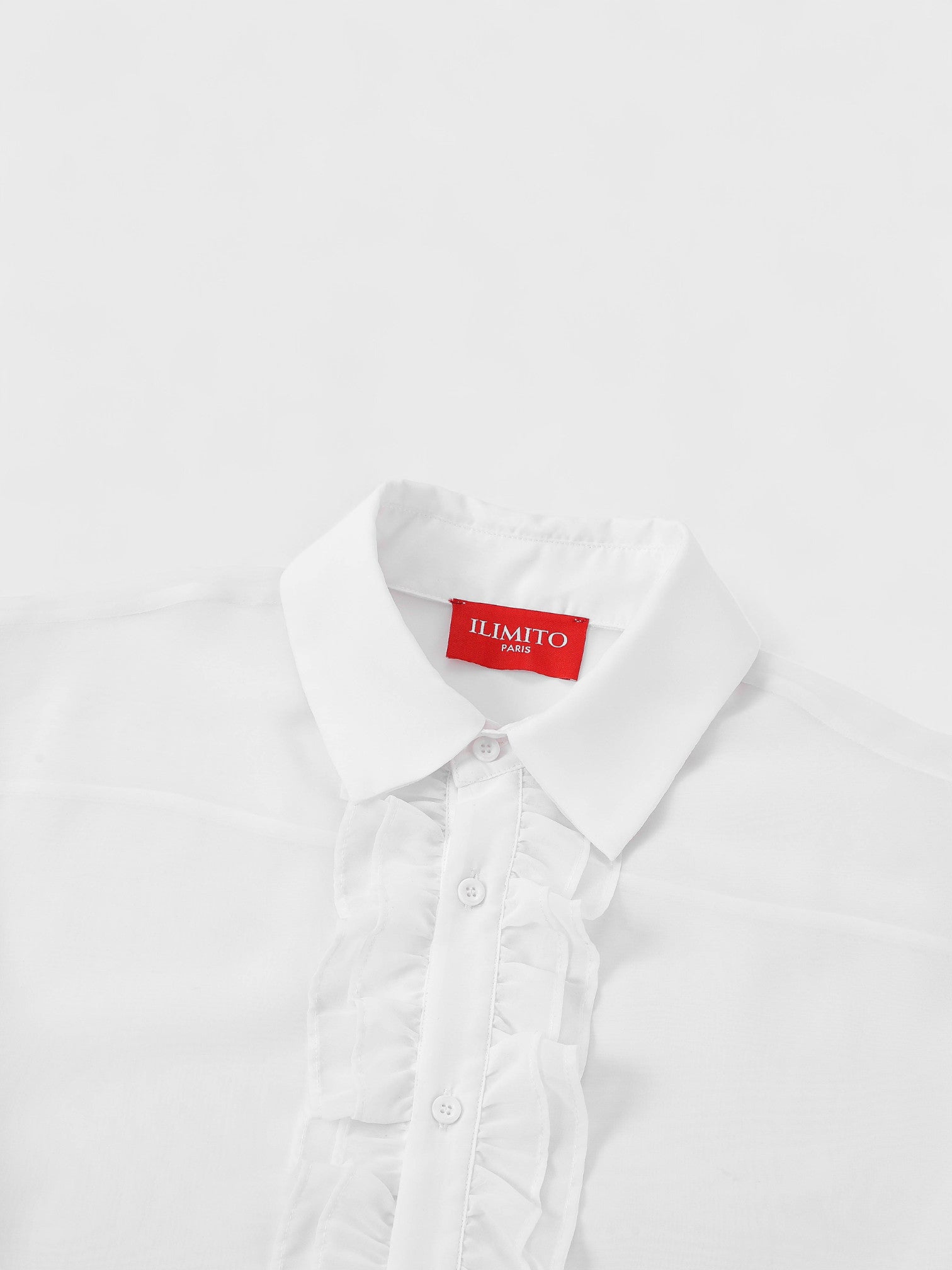 Sheer Ruffle Shirt - White Ma boutique