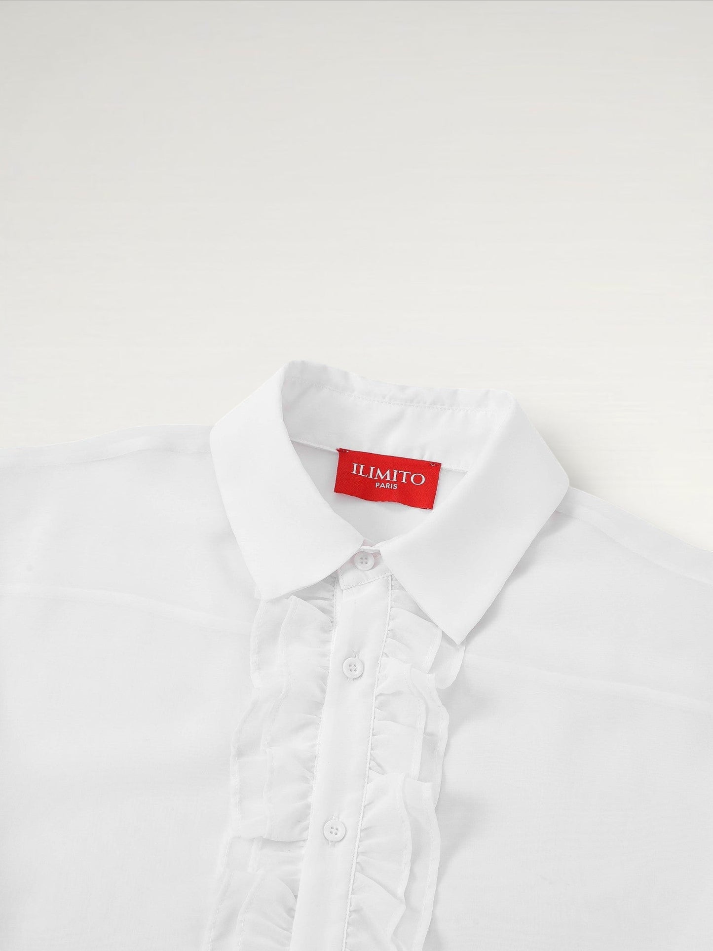 Sheer Ruffle Shirt - White Ma boutique
