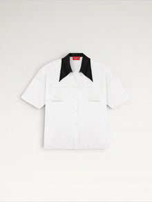 Contrast-Collar Silk Shirt