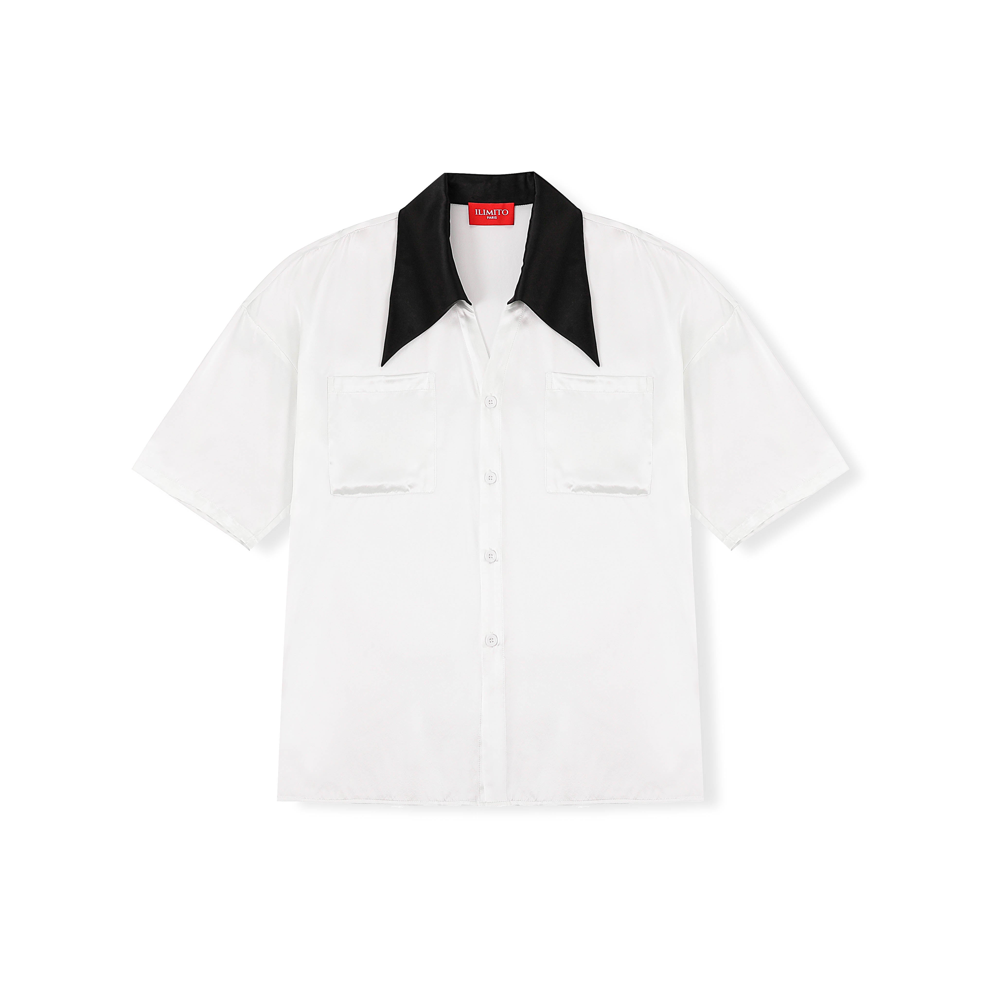 Contrast-Collar Silk Shirt Ma boutique
