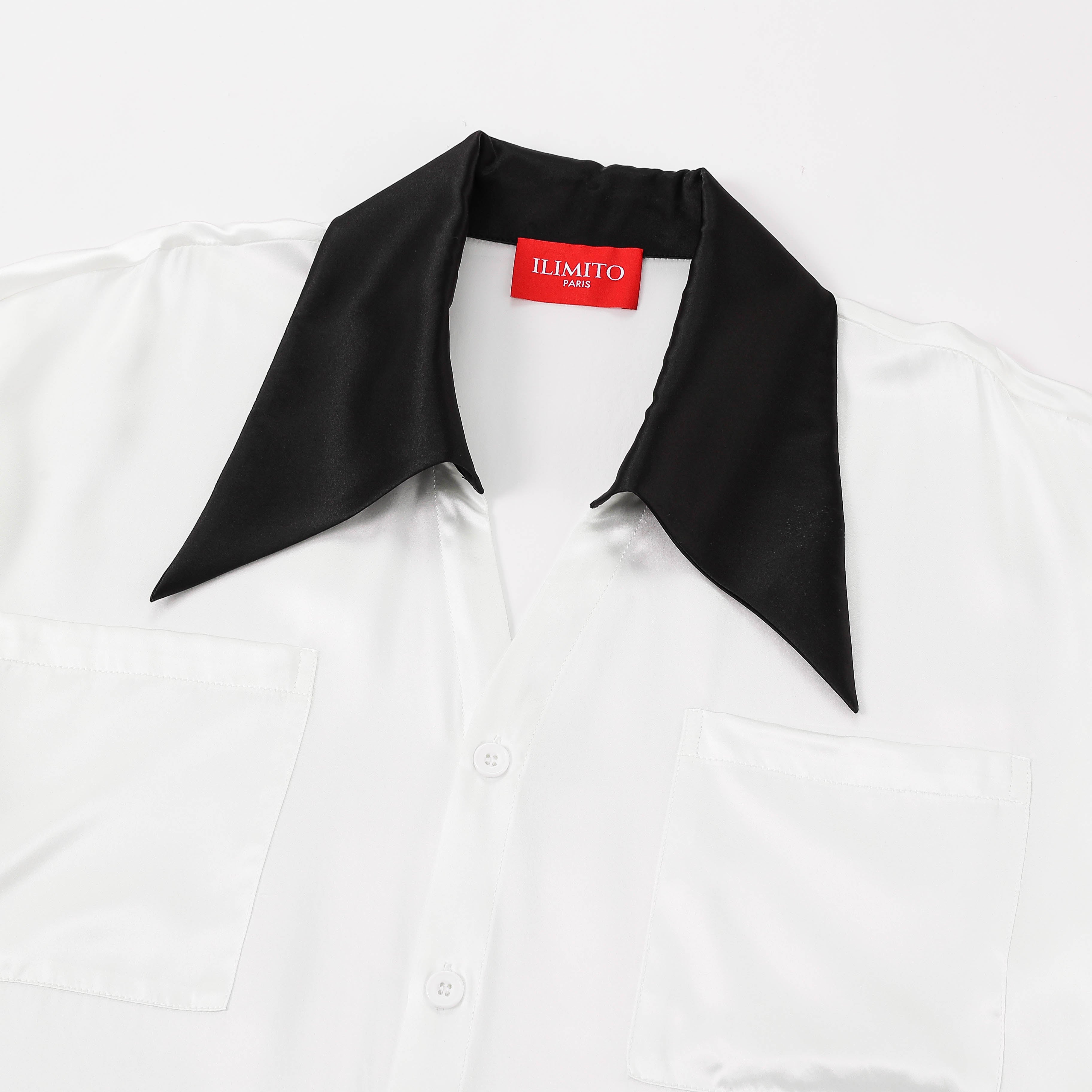 Contrast-Collar Silk Shirt Ma boutique
