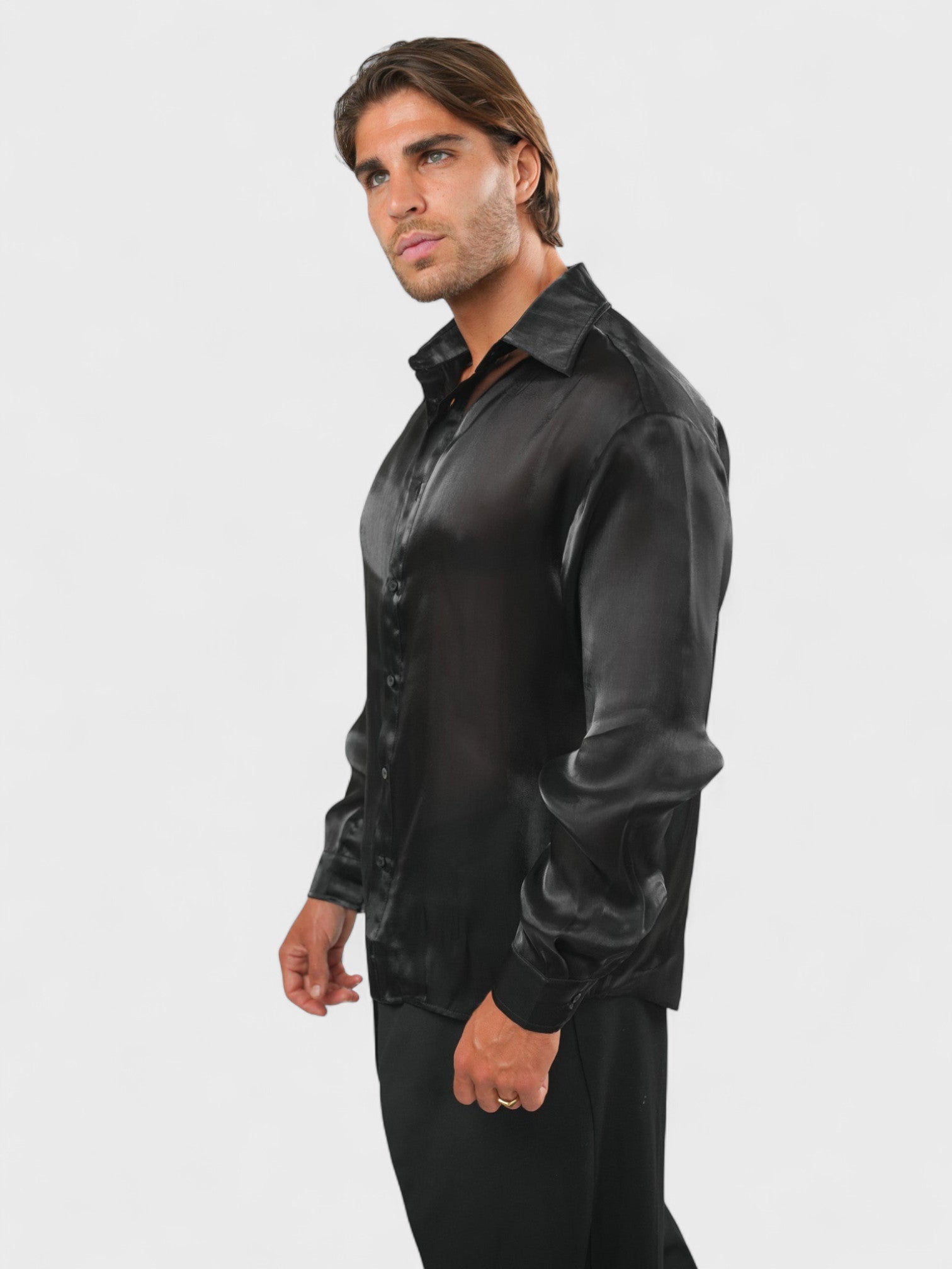 Metallic Silk Shirt Black Ma boutique