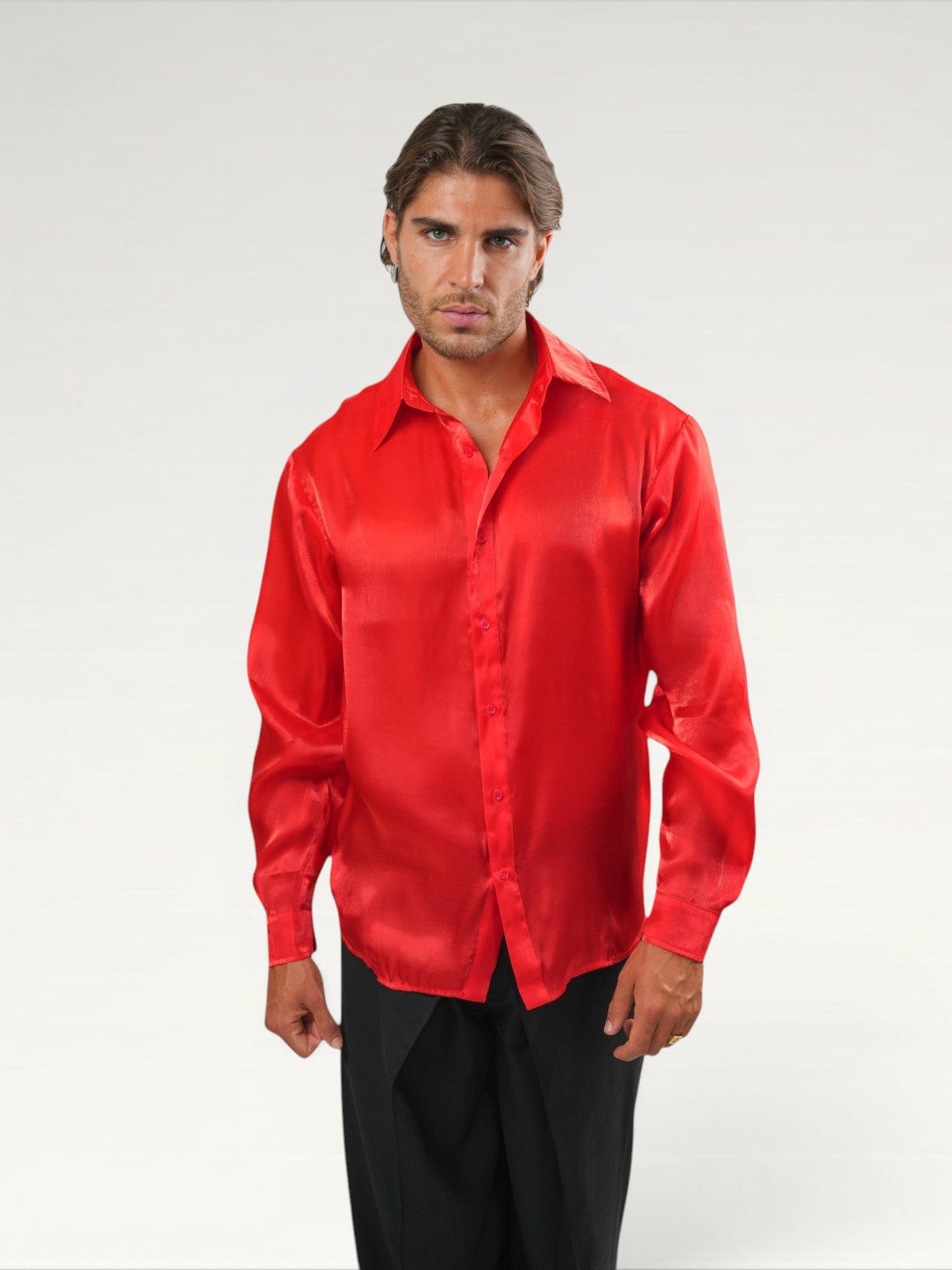 Metallic Silk Shirt Red Ma boutique