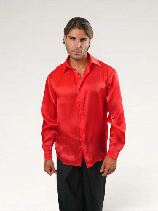Metallic Silk Shirt Red Ma boutique