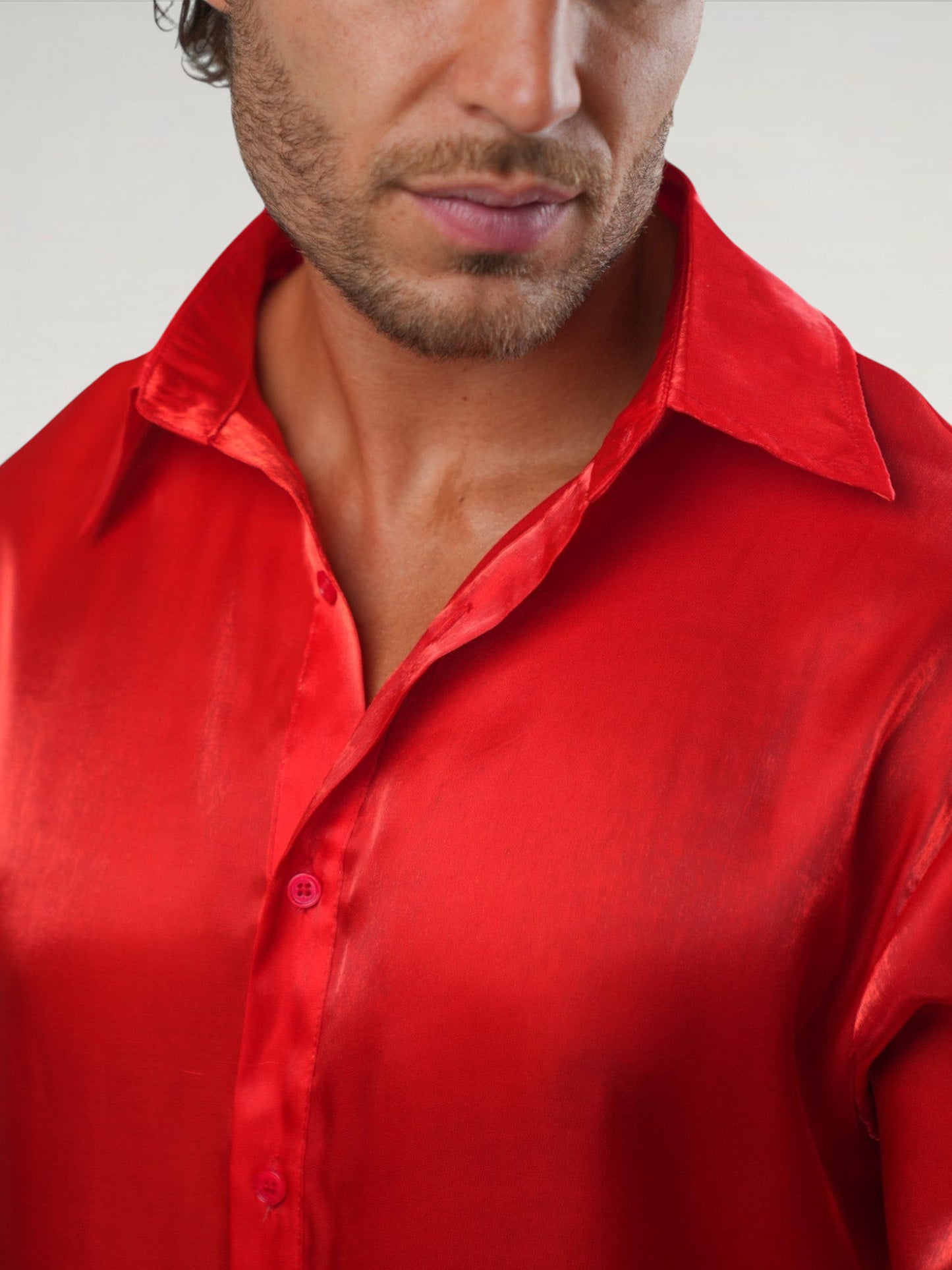 Metallic Silk Shirt Red Ma boutique