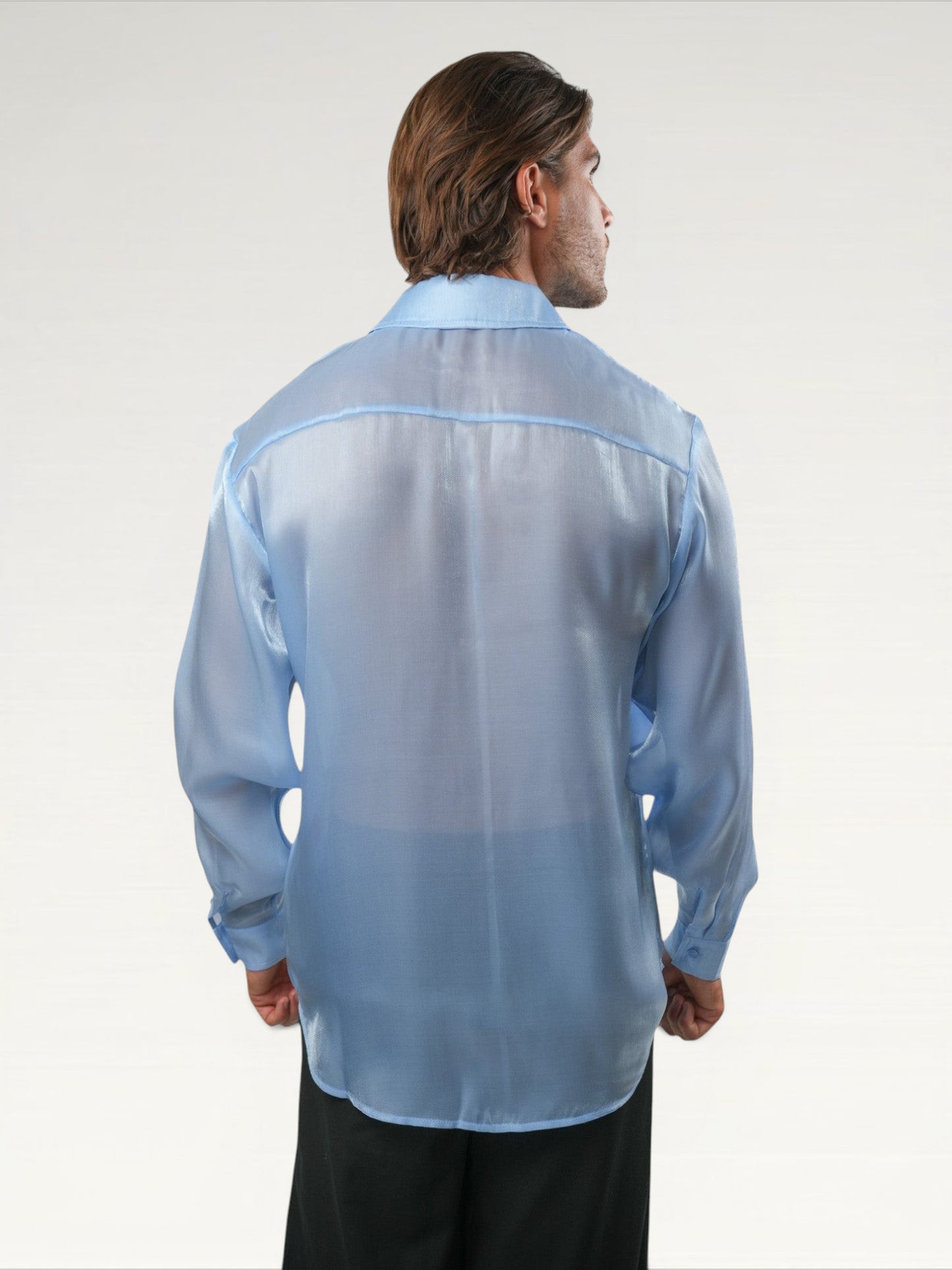Metallic Silk Shirt Sky Blue Ma boutique