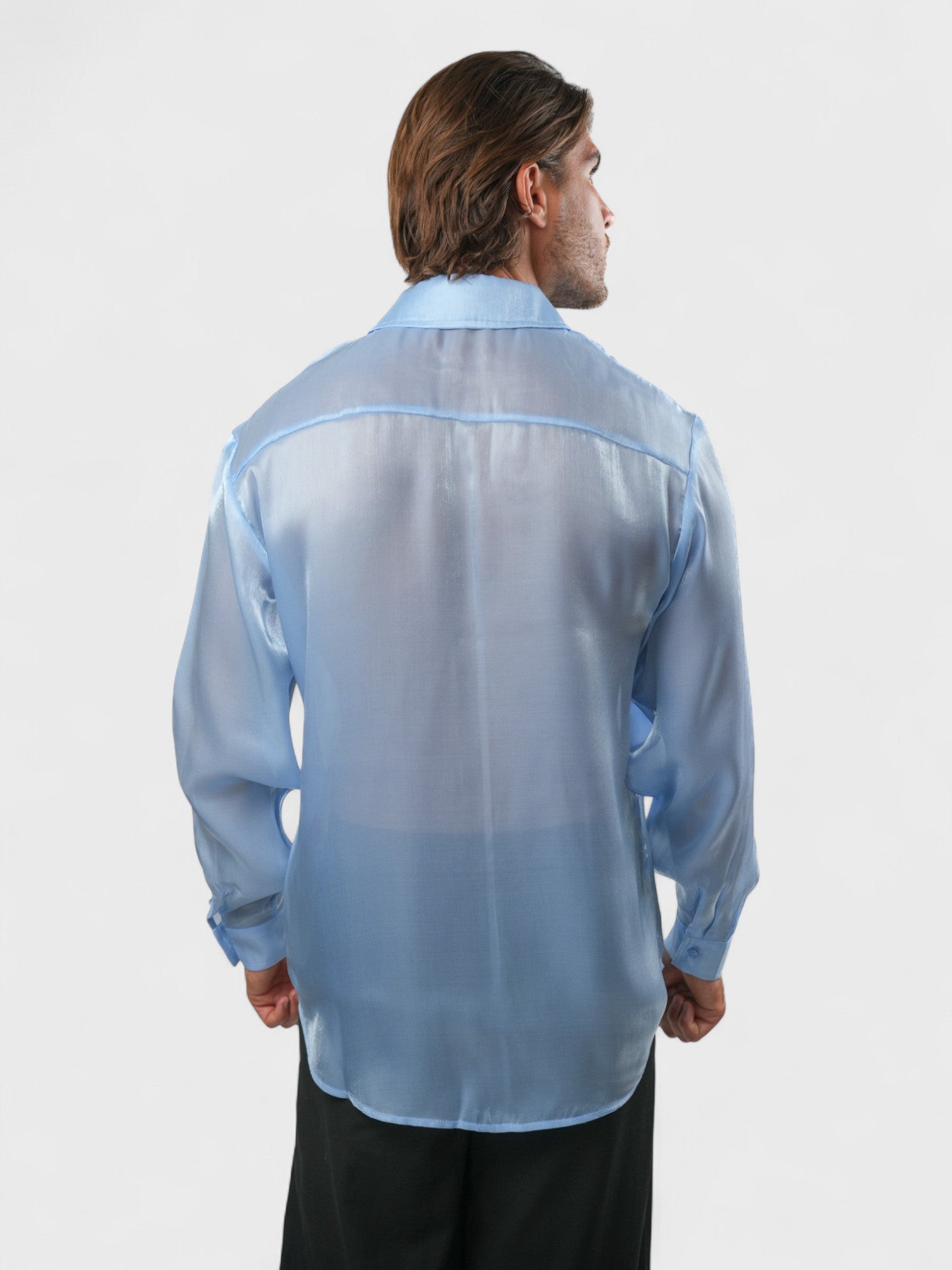 Metallic Silk Shirt Sky Blue Ma boutique