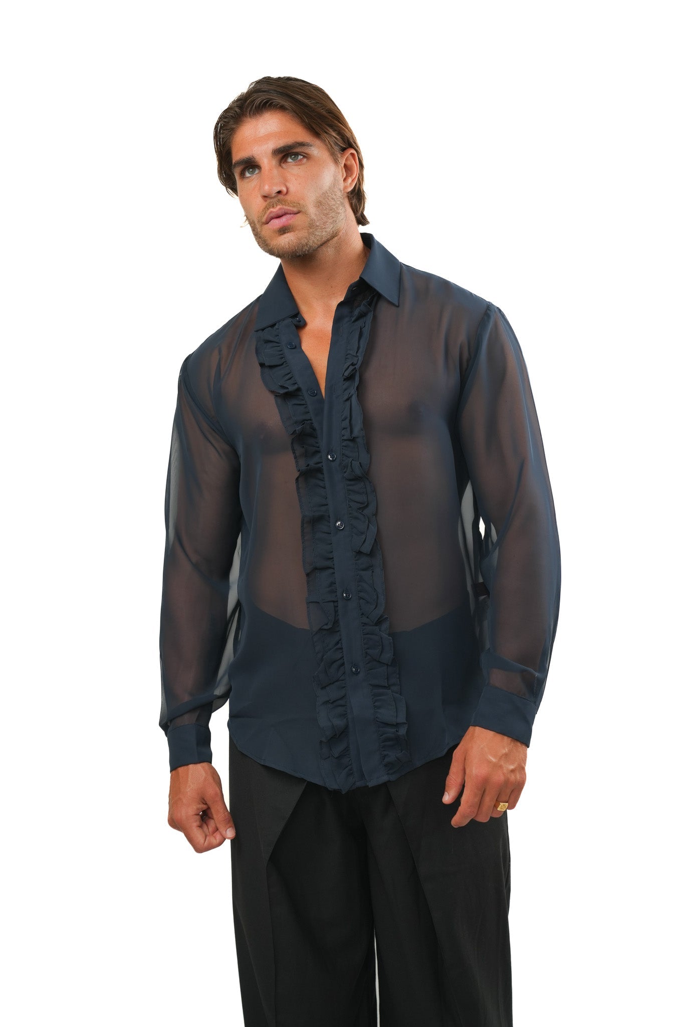 Sheer Ruffle Shirt Ma boutique