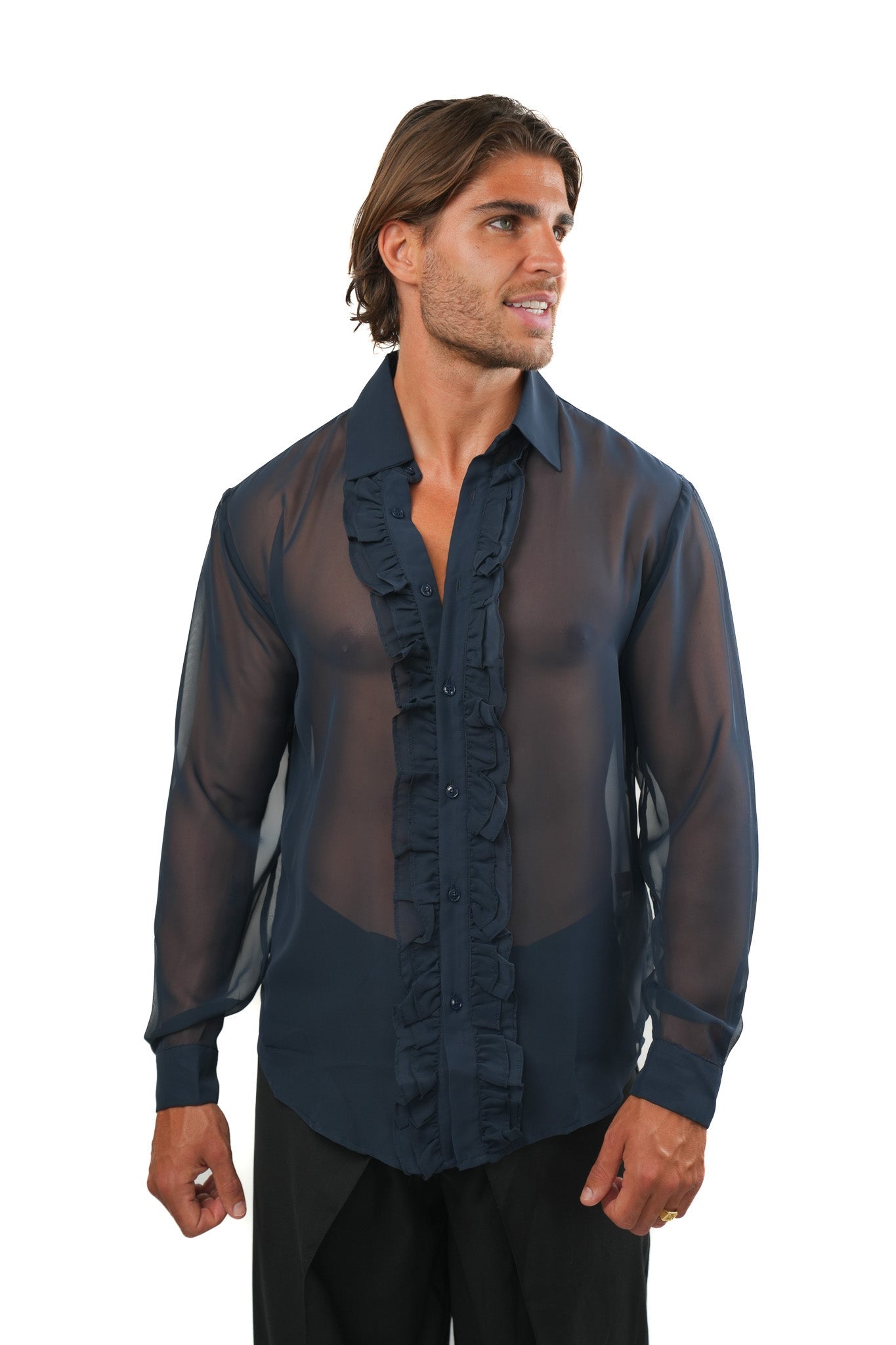 Sheer Ruffle Shirt Ma boutique