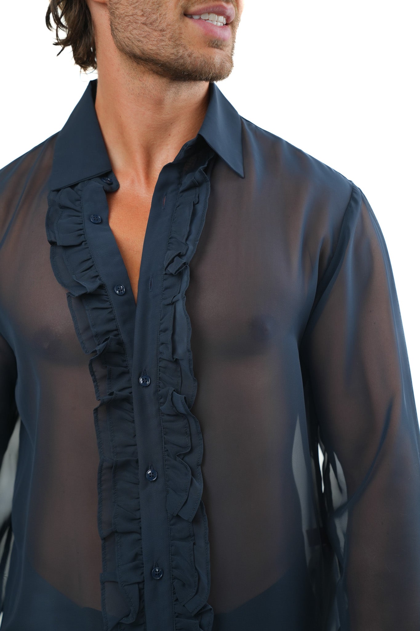 Sheer Ruffle Shirt Ma boutique