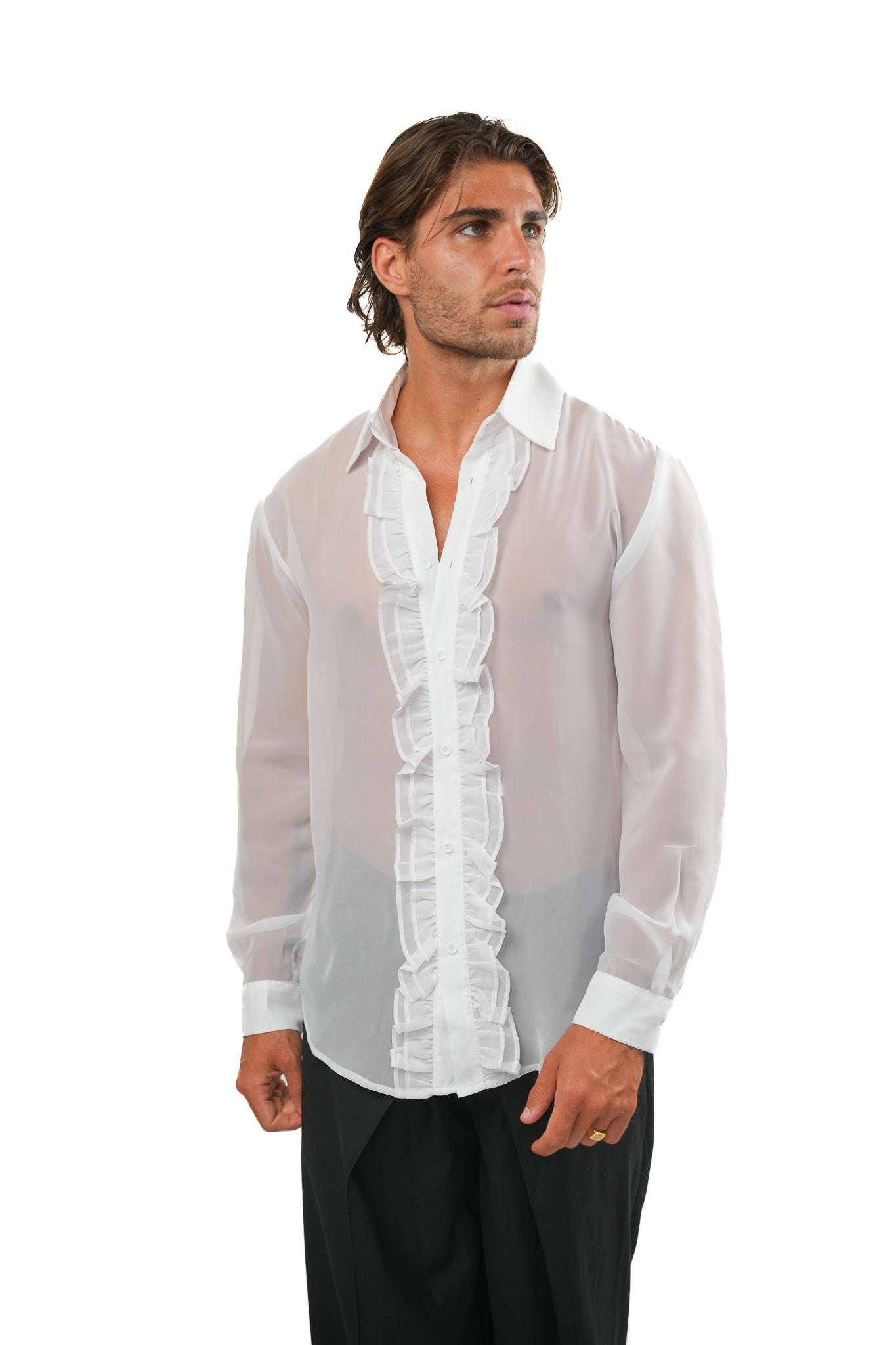 Sheer Ruffle Shirt Ma boutique