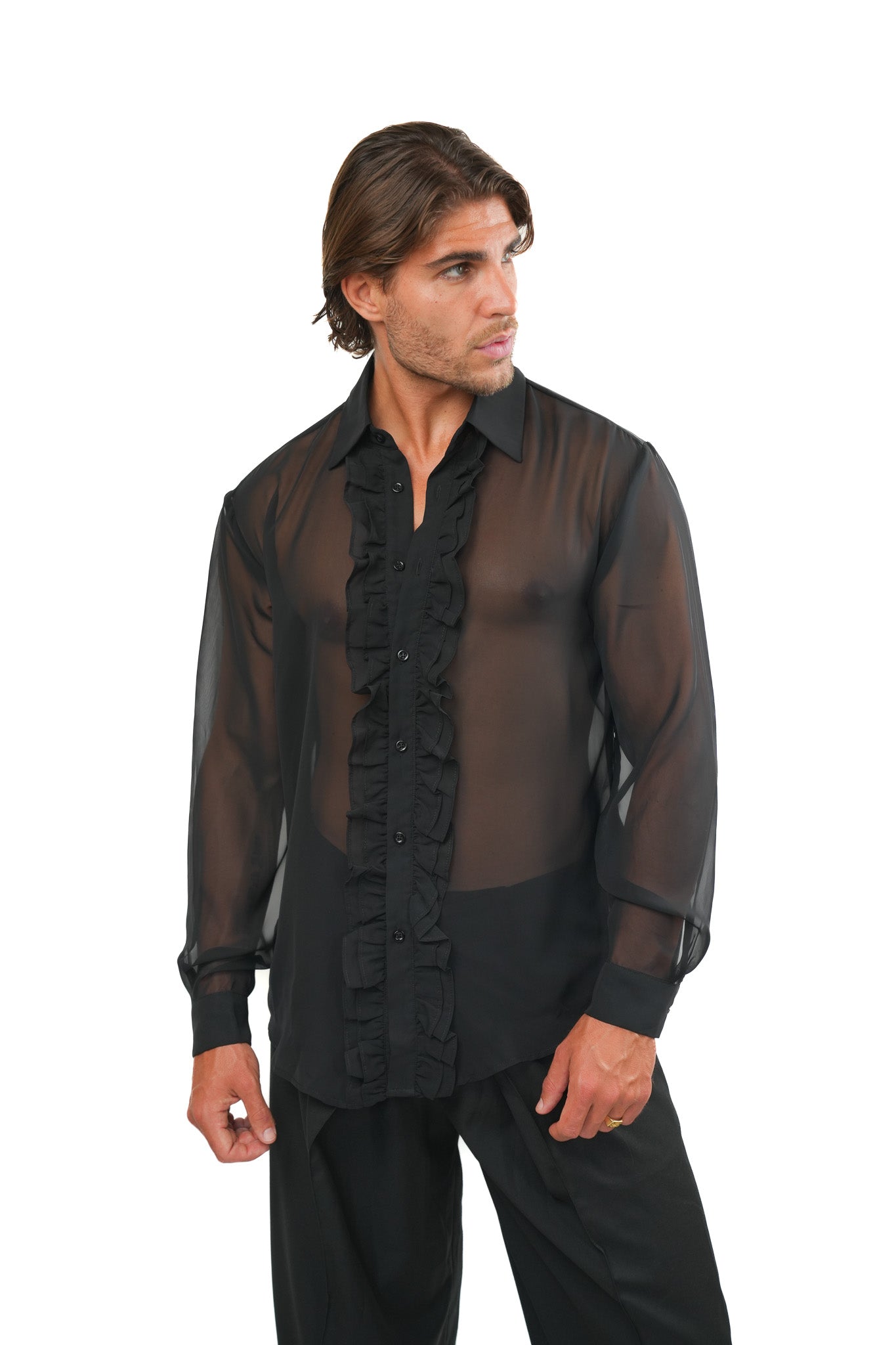 Sheer Ruffle Shirt Ma boutique