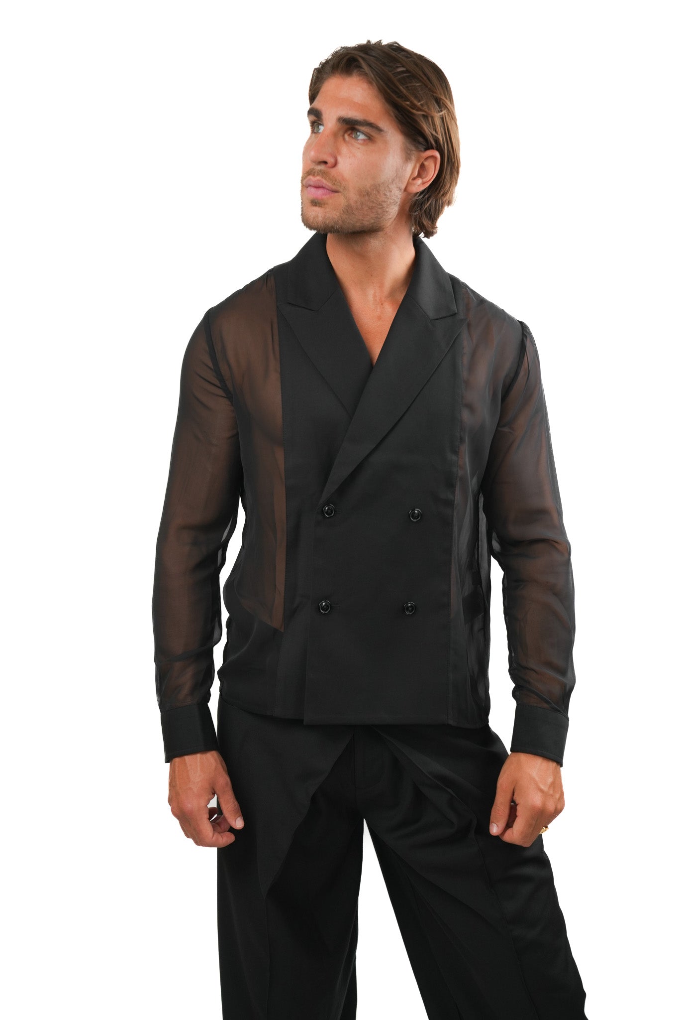 Sheer Back & Sleeve Blazer – Black Hybrid Tailoring ILIMITO
