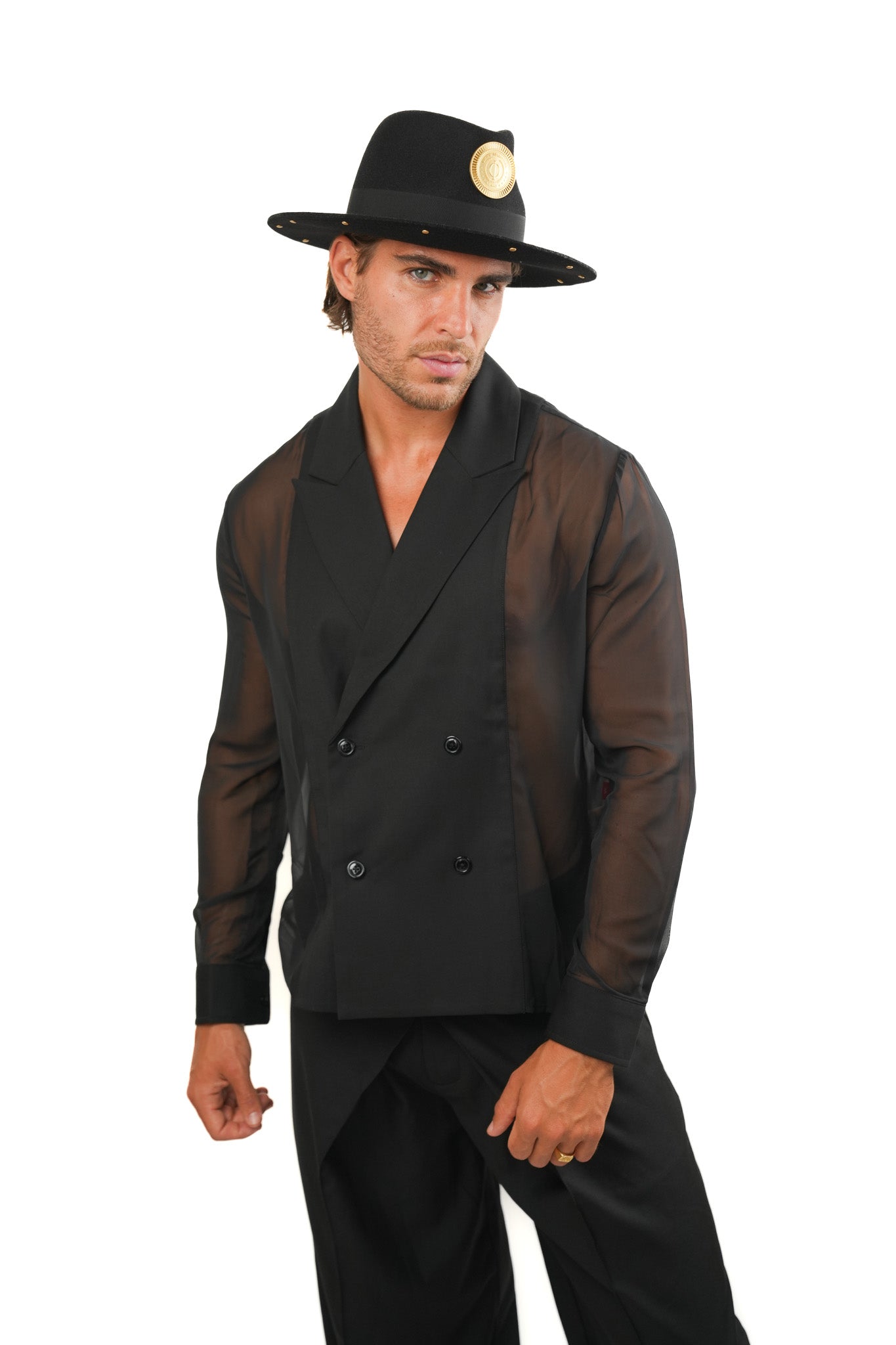 Sheer Back & Sleeve Blazer – Black Hybrid Tailoring ILIMITO
