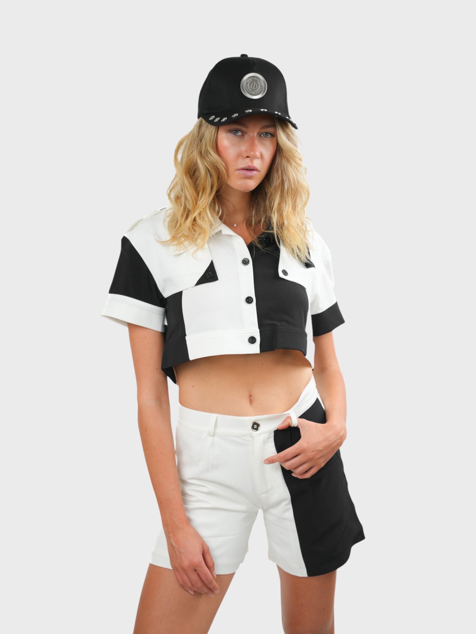 Patchwork Tailored Shorts Ma boutique