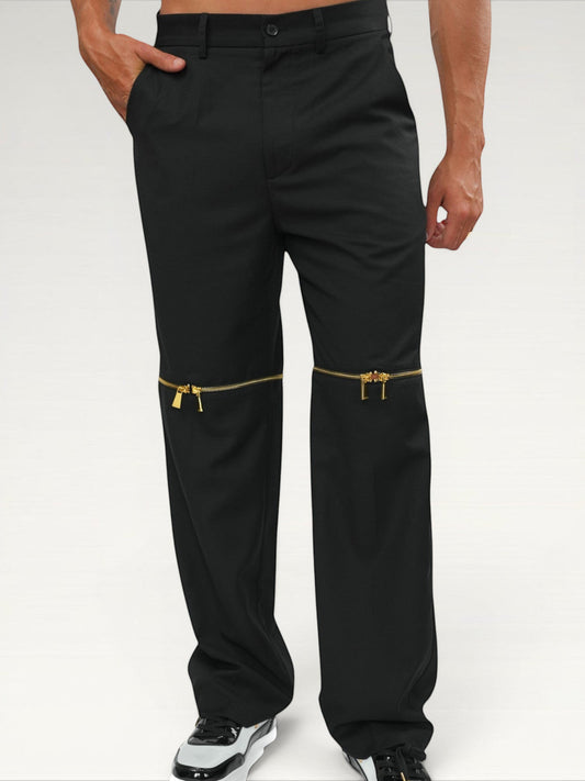Black Trousers with Gold Knee Zippers ILIMITO