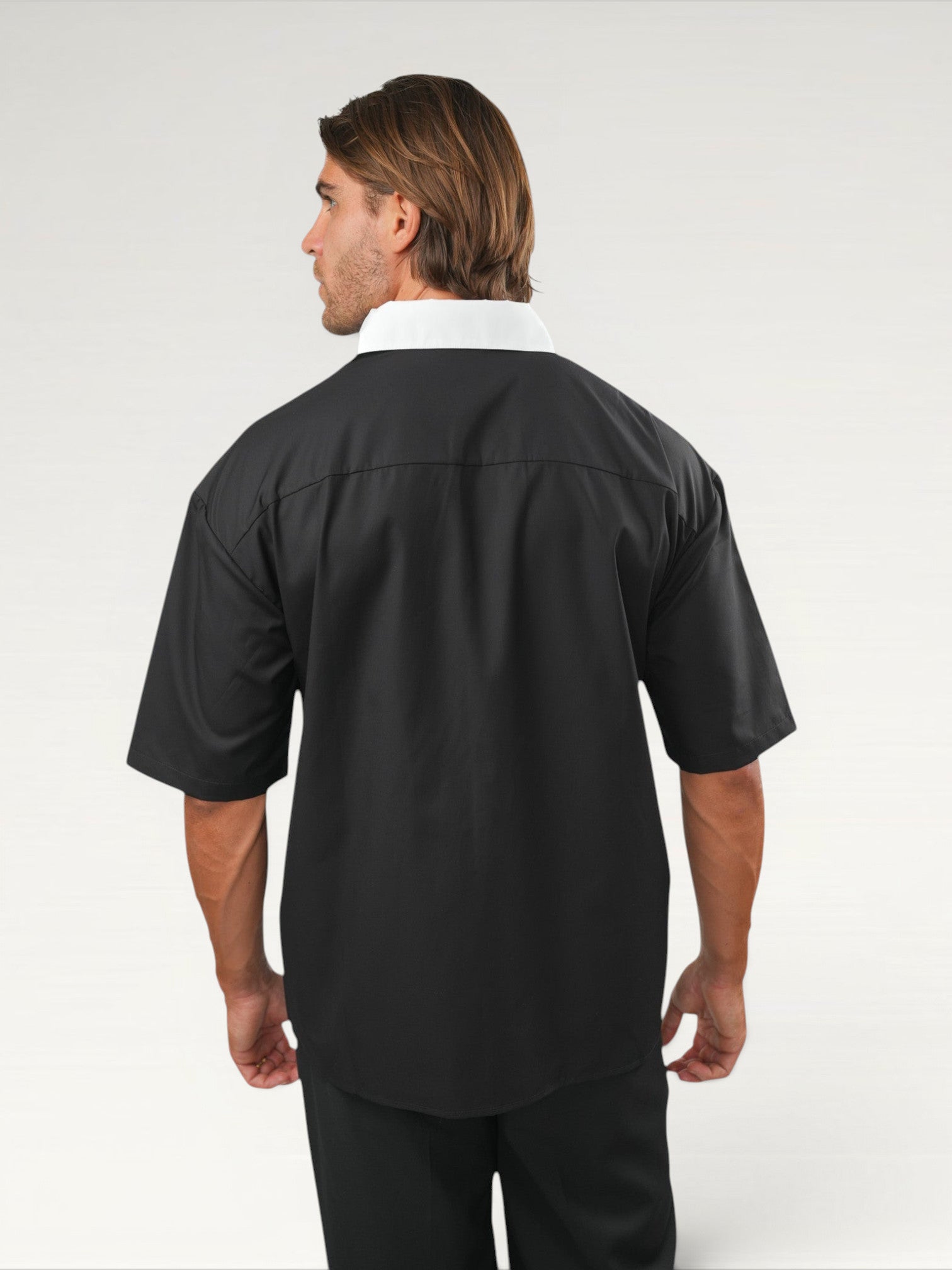 Two-Tone Collar Shirt – Black & White ILIMITO