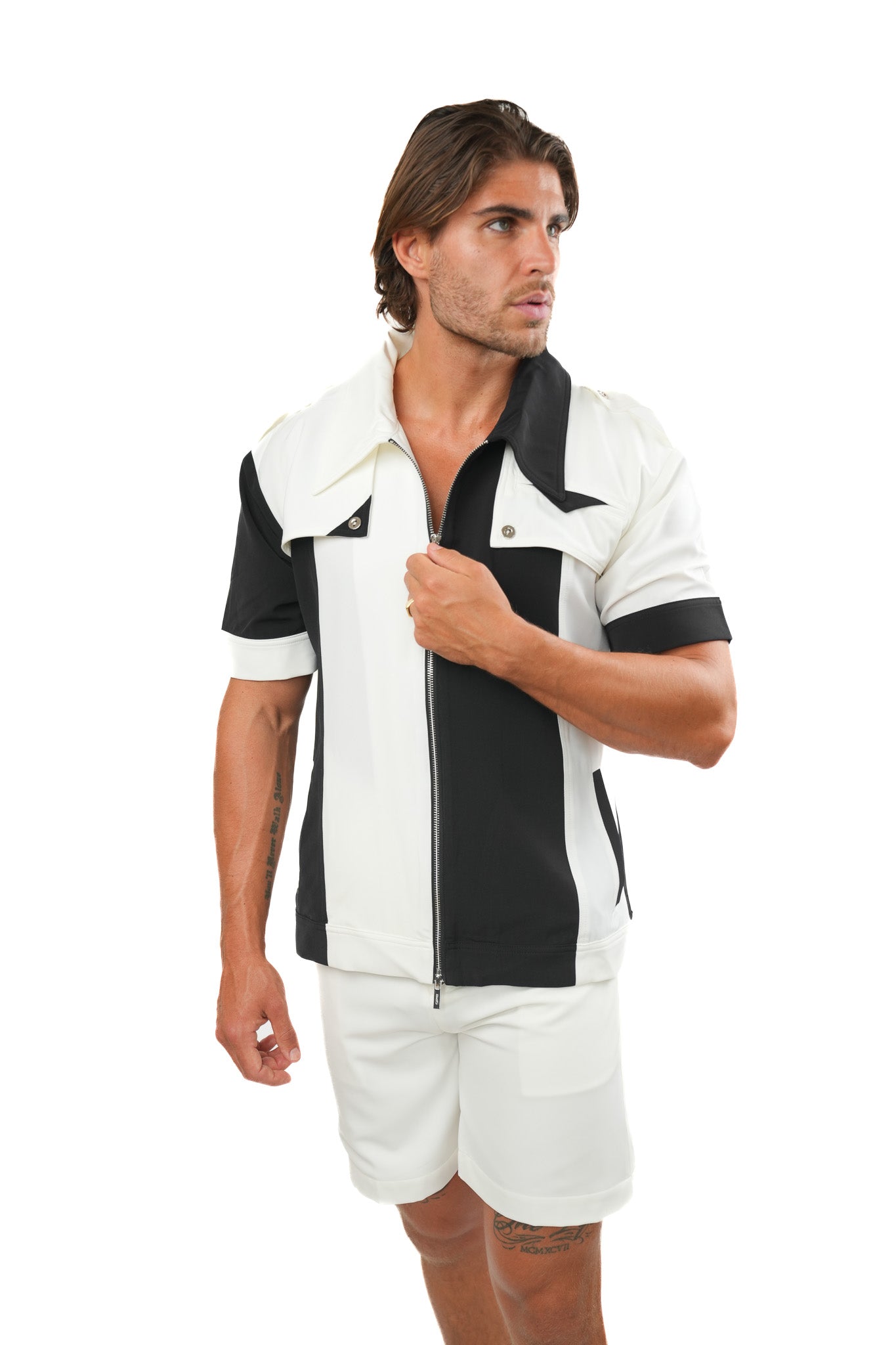 Zipped Shirt & Shorts Set – ILIMITO Black & White Drop ILIMITO